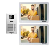 EVOLVEO DoorPhone 20-2W bílo-stříbrná / 2 drátový videotelefon s aplikací pro dvě domácnosti / 32GB 