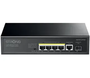 STRONG SW5011POE+ / Switch / 5x GbE RJ-45 / PoE+ 802.3af/at / 1x 1Gb SFP / 12Gbps