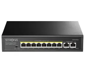 STRONG SW8010POE+ / Switch / 8x GbE RJ-45 / 2x GbE RJ-45 Uplink / PoE+ 802.3af/at / 20Gbps