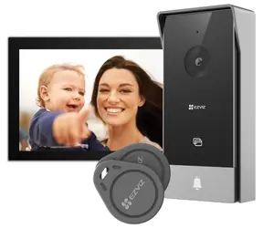 EZVIZ HP5 Chytrý domácí interkom černo-stříbrná / Wi-Fi / FHD / dotykový monitor 7" / bezdrátový zvonek / IP65