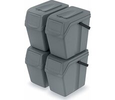 PROSPERPLAST Sada odpadkových košů SORTIBOX II 4ks šedá / 4x 25l