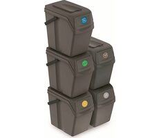 PROSPERPLAST Sada odpadkových košů SORTIBOX II 5ks šedá / 5x 25l