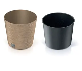 PROSPERPLAST FURU ROUND LOW ECO WOOD 30 cm naturo / Květináč 