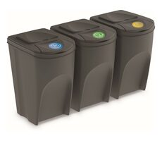 PROSPERPLAST SORTIBOX 3 x 35 l šedá / Odpadkový koš 