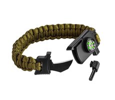 NEO TOOLS 63-140 / Náramek na přežití 5v1 / vlasec / podpalovač / kompas / nůž / píšťalka