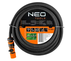 NEO TOOLS 15-880 černá / odkapávací hadice / 15m / 1/2" / 8bar