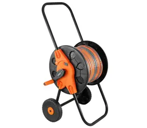 NEO TOOLS 15-793 oranžovo-černá / vozík pro zahradní hadici se sklopným držákem až 60m 1/2" nebo 20m 3/4"