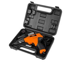 NEO TOOLS 19-152 oranžová / Pájecí pistole s kufříkem / 200W / nastavitelná teplota / ergonomická / plast
