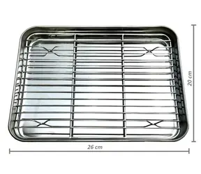 UG Grill Nerezový plech na pečení s mřížkou 26x20x2,5cm vel. S