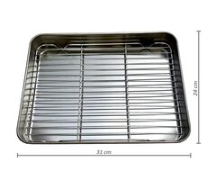 UG Grill Nerezový plech na pečení s mřížkou 31x24x5cm vel. SM s vyšším dnem