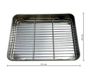 UG Grill Nerezový plech na pečení s mřížkou 31x24x5cm vel. SM s vyšším dnem