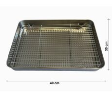 UG Grill Nerezový plech na pečení s mřížkou 40x30x5cm - vel. M s vyšším dnem