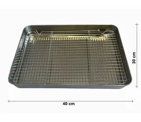 UG Grill Nerezový plech na pečení s mřížkou 40x30x5cm - vel. M s vyšším dnem