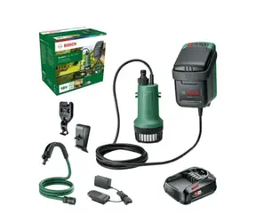 BOSCH GardenPump 18V-2000/ Zahradní aku čerpadlo / 1x aku 2.5 Ah Li-Ion / nabíječka