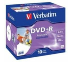 10ks DVD+R 4,7GB Verbatim 16x / Photo Injekt Printable / JewelCase