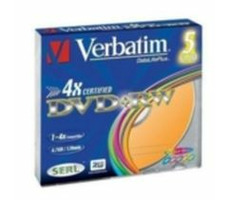 5ks DVD+RW 4,7GB Verbatim 4x / barevné / Slim Case / doprodej
