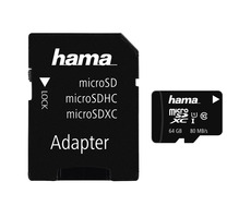 Hama microSDXC 64 GB + adaptér / Class 10 / UHS-I / 80 MB-s / 