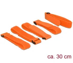 Delock Vázací pásky na suchý zip s očkem oranžová / 5 ks / 300 mm x 20 mm