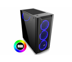 EVOLVEO Ptero Q1 černá / ATX / 2x USB 2.0 + 1x USB 3.0 / 4x RGB 120 mm / bez zdroje / průhledná bočnice