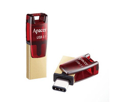 Apacer AH180 64GB OTG červená / USB flash disk / USB 3.0 (3.1 Gen 1) + USB-C / s otočnou krytkou 