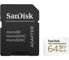 SanDisk Max Endurance microSDXC 64GB + adaptér / Class 10 / UHS-I / U3 / V30 / čtení: 100MBs / zápis: 40MBs