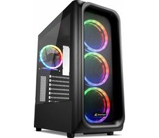 Sharkoon TK5M černá / ATX / 2x USB 3.0 / 1x USB-C / 4x 120mm / Bez zdroje / průhledná bočnice