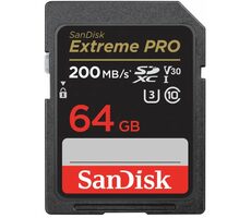 SanDisk Extreme PRO SDXC 64GB / Class 10 / čtení/zápis 200/90 MB/s / vhodné pro 4K