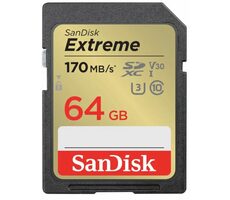 SanDisk Extreme SDXC 64GB / Class 10 / čtení/zápis 170/80 MB/s / vhodné pro 4K