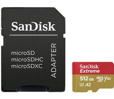 SanDisk Extreme microSDXC 512GB + adaptér  / Class 10 / UHS-I / čtení: až 190MBs