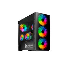 SAVIO Prime X1 ARGB Glass  černá / ATX, Micro ATX, Mini ITX / Bez zdroje / LED podsvícení, Průhledná bočnice / Kov