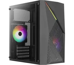 AeroCool Raider Mini černá / PC skříň / Micro ATX / 1x USB 3.0 / 1x USB 2.0 / Bez zdroje / průhledná bočnice