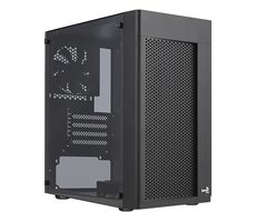 AeroCool Hexform černá / PC skříň / Micro ATX / 1x USB 3.0 / 2x USB 2.0 / Bez zdroje / průhledná bočnice