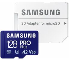 SAMSUNG PRO Plus microSDXC 128 GB + SD adaptér / UHS-1 / Class 10 / U3 / Čtení: 180MBps / Zápis: 130MBps