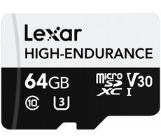 Lexar High-Endurance microSDHC/SDXC 64 GB / UHS-I V30 / U3 / Class 10 / rychlost čtení 100MBs / zápis 35MBs