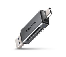 AXAGON CRE-DAC, USB-C + USB-A 3.2 Gen 1 - MINI čtečka karet, 2-slot & lun SD/microSD, podpora UHS-I