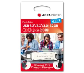 AgfaPhoto USB 3.0 32GB stříbrná / Flash Disk / USB-C 3.0