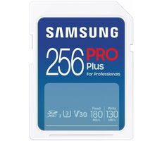 SAMSUNG SDXC PRO Plus 256GB / UHS-1 / Class 10 / U3 / Čtení: 180MBps / Zápis: 130MBps