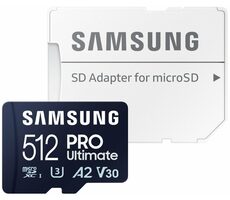 SAMSUNG Micro SDXC PRO Ultimate 512GB + SD adaptér / UHS-1 / Class 10 / U3 / Čtení: 200MBps / Zápis: 130MBps