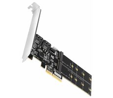 AXAGON PCES-SA4M2, PCIe řadič - 2x interní SATA 6G port + 2x SATA M.2 slot, ASM1164, SP & LP