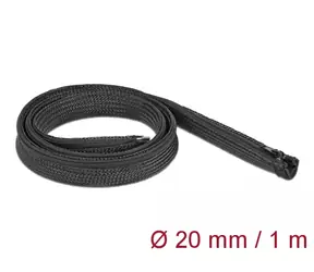 DeLock Opletené opláštění se zipovým uzávěrem 20mm x 1m černá