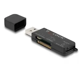 DeLock USB 3.2 čtečka karet SD & microSD & MS černá