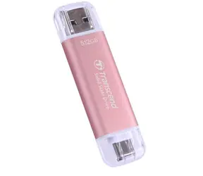 Transcend ESD310P Externí SDD 512GB růžová / USB-A/C 3.2 Gen 2 / R: 1050MBs / W: 950MBs  