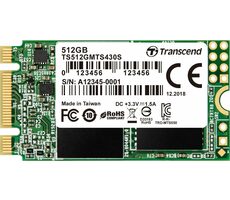 Transcend MTS430S 512GB / M.2 2242 SATA / RW: 560/500 MBps / IOPS: 80K/85K / MTBF 1.0mh / 5y