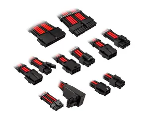 Kolink Prodlužovací sada opletených kabelů Core Pro Braided Cable Extension Kit 12V-2x6 Typ 2 červeno-černá
