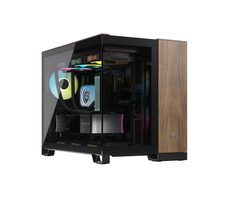 Corsair 2500X černo-ořechová / Micro-ATX / 1x USB-C 3.1 / 2x USB-A / bez zdroje / průhledná bočnice