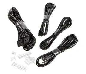 PHANTEKS Sada prodlužovacích kabelů X-Muster černo-stříbrná / 500mm / 1x 24-Pin / 1x 4+4-Pin / 2x 6+2-Pin