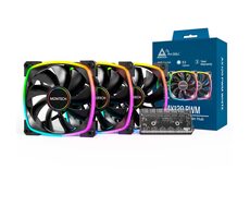 Montech AX120 PWM ARGB 3ks + porthub černá / 120mm / 27 dB @ 1600 RPM / 59 CFM / 4-Pin PWM + 3-Pin