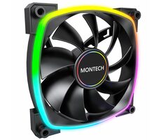 Montech AX140 PWM ARGB černá / 140mm / 27.9 dB @ 1600 RPM / 90.5 CFM / 4-Pin PWM + 3-Pin