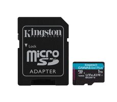 Kingston Canvas Go Plus microSDXC 1TB s adaptérem / UHS-I V30 / U3 / Class 10 / čtení: až 200MBs / zápis: až 160 MBs