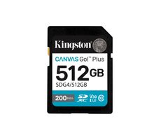 Kingston Canvas Go Plus SDXC 512GB / UHS-I V30 / U3 / Class 10 / čtení: až 200MBs / zápis: až 160 MBs